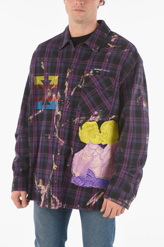 Tartan Embroidere EV FLANNEL Shirt With Rhinestones Logo