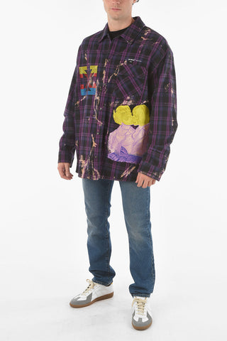 Tartan Embroidere EV FLANNEL Shirt With Rhinestones Logo