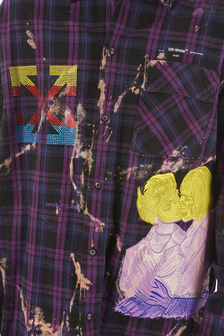 Tartan Embroidere EV FLANNEL Shirt With Rhinestones Logo