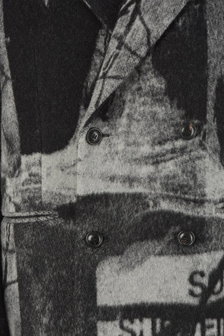 Cappotto Doppiopetto in Misto Lana in Motivo Astratto