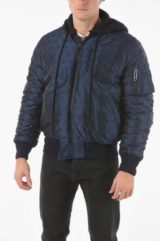 Removable Hooded STENCIL VINTAGE Reversible Bomber with Monogram Print