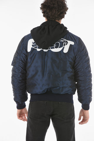 Removable Hooded STENCIL VINTAGE Reversible Bomber with Monogram Print