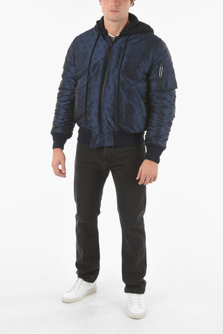 Removable Hooded STENCIL VINTAGE Reversible Bomber with Monogram Print