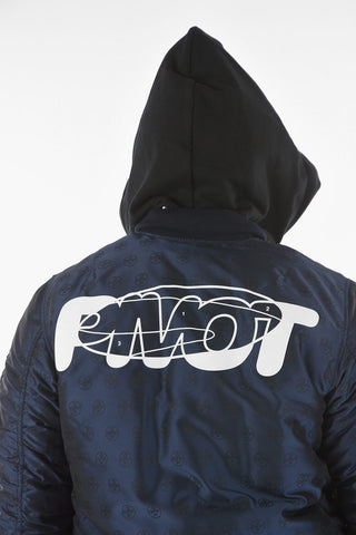 Removable Hooded STENCIL VINTAGE Reversible Bomber with Monogram Print