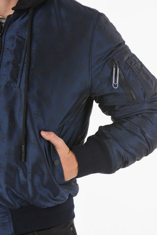Removable Hooded STENCIL VINTAGE Reversible Bomber with Monogram Print