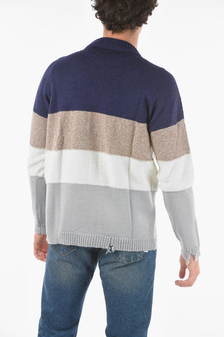 Wool Blend OW Crewneck Sweater with Lettering Logo
