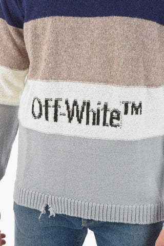 Wool Blend OW Crewneck Sweater with Lettering Logo