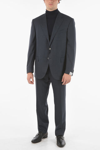 Abito Monopetto in Lana Vergine Windowpane Check