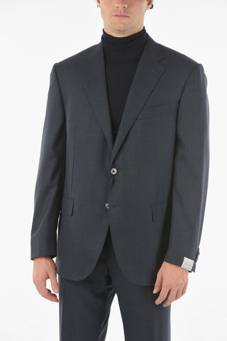 Abito Monopetto in Lana Vergine Windowpane Check