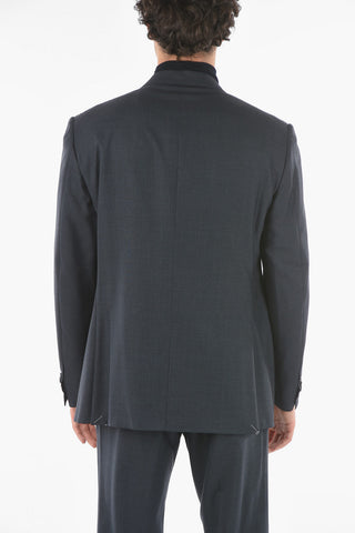 Abito Monopetto in Lana Vergine Windowpane Check