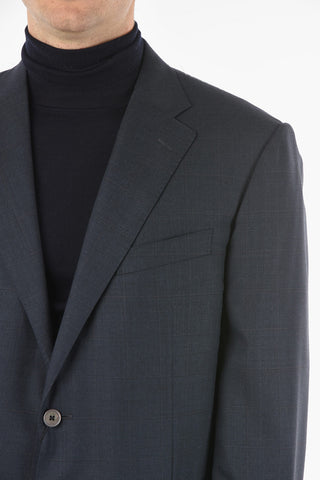 Abito Monopetto in Lana Vergine Windowpane Check