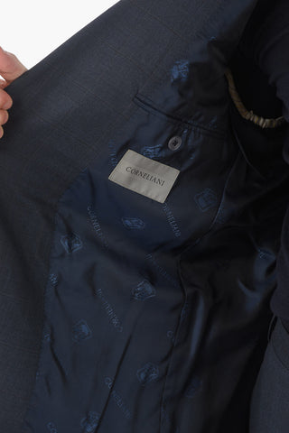 Abito Monopetto in Lana Vergine Windowpane Check