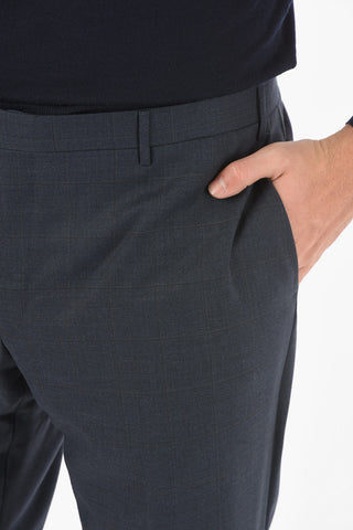 Abito Monopetto in Lana Vergine Windowpane Check