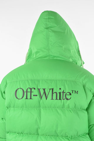 Hooded OW Down Jacket with Lettering Logo Print