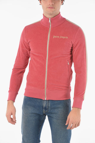Ribbed Velour CORD Zip-up Track Sweatshirt with Logo