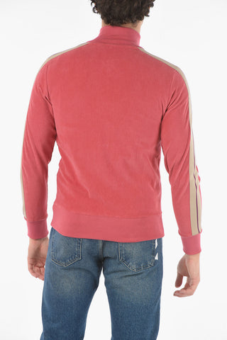 Ribbed Velour CORD Zip-up Track Sweatshirt with Logo