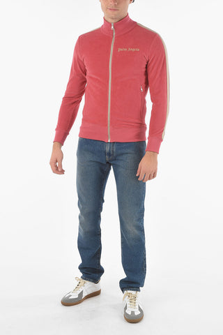 Ribbed Velour CORD Zip-up Track Sweatshirt with Logo