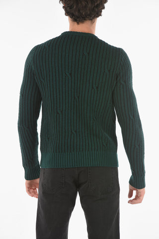 Maglia girocollo CABLED OFF in Misto Lana con Logo Ricamato
