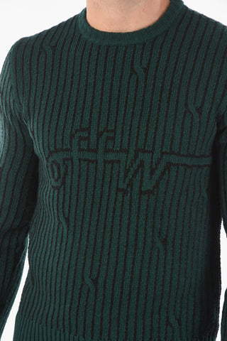 Maglia girocollo CABLED OFF in Misto Lana con Logo Ricamato