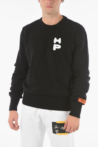 Wool Blend 21 Crewneck Sweater with Logo Print