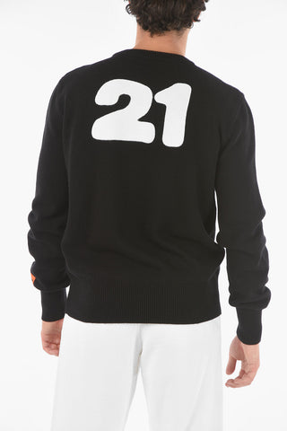 Wool Blend 21 Crewneck Sweater with Logo Print