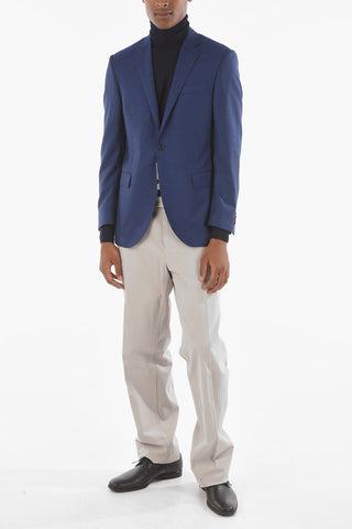 Virgin Wool SIngle-breasted Blazer with Notch Lapel