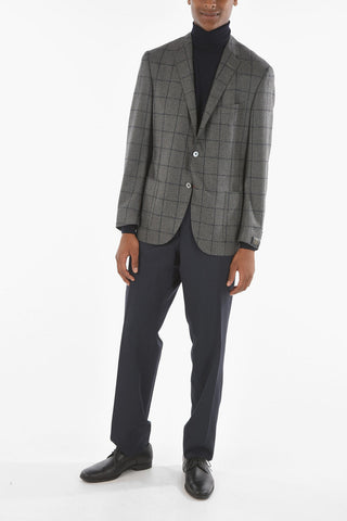 Windowpane Checkered ACADEMY Blazer with Notch Lapel