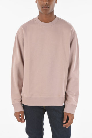 Solid Color Cotton TOSCAN Crew-Neck Sweatshirt