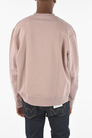 Solid Color Cotton TOSCAN Crew-Neck Sweatshirt