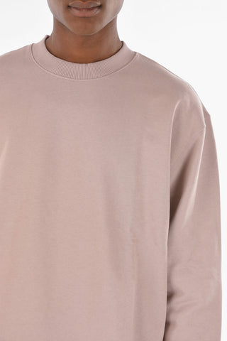 Solid Color Cotton TOSCAN Crew-Neck Sweatshirt