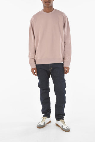 Solid Color Cotton TOSCAN Crew-Neck Sweatshirt