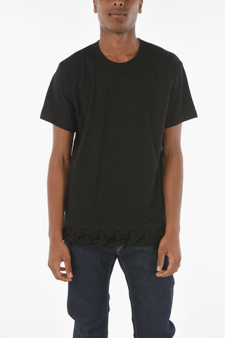HOMME PLUS Braided Motif Hem Crew-neck T-shirt