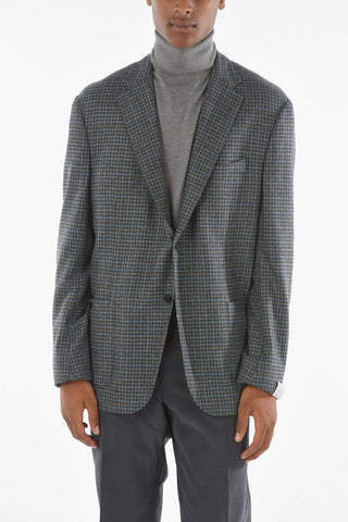 Houndstooth Cashmere Blend GATE Blazer with Notch Lapel