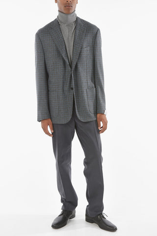 Houndstooth Cashmere Blend GATE Blazer with Notch Lapel
