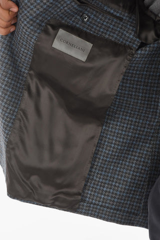 Houndstooth Cashmere Blend GATE Blazer with Notch Lapel