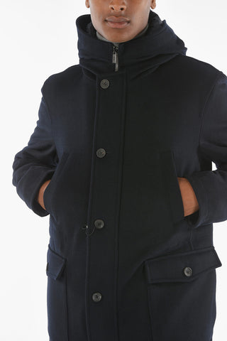 CC COLLECTION O.WEAR Cappotto Hoodie Trapuntato con Chest Piece Removibile