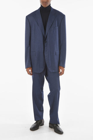 Virgin Wool ACADEMY Chalkstriped Suit with Notch Lapel