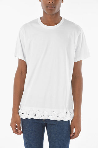 HOMME PLUS Braided Motif Hem Crew-neck T-shirt