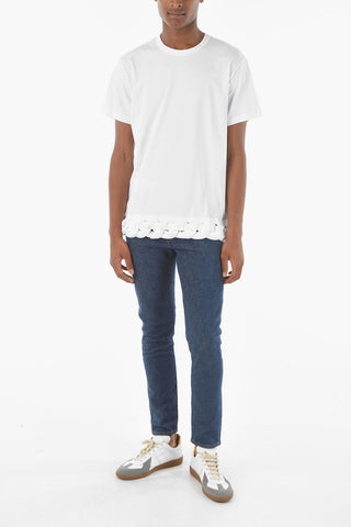 HOMME PLUS Braided Motif Hem Crew-neck T-shirt