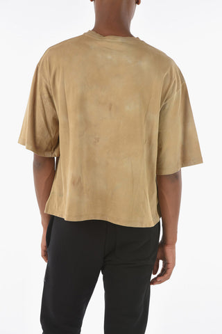 T-shirt Girocollo effetto Acid Wash con Ricamo Logo