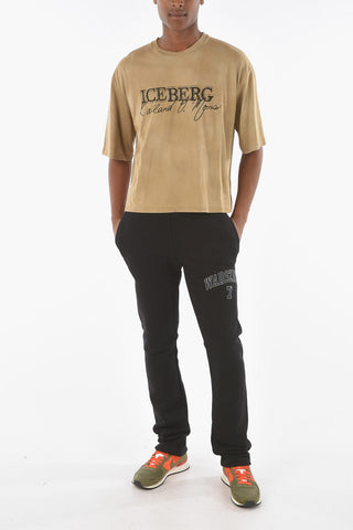 T-shirt Girocollo effetto Acid Wash con Ricamo Logo