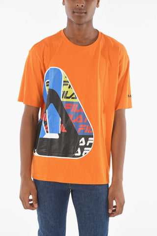 Maxi Printed Front Dropped Shoulder DAMON Crew-neck T-shirt