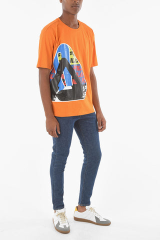 Maxi Printed Front Dropped Shoulder DAMON Crew-neck T-shirt