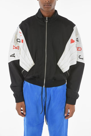 Bomber in Nylon con Maniche a Pipistrello e Stampe