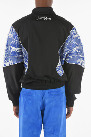 Bomber in Nylon con Maniche a Pipistrello e Stampe