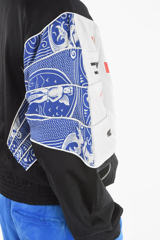 Bomber in Nylon con Maniche a Pipistrello e Stampe