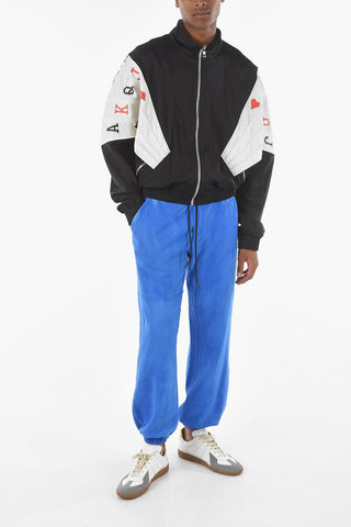 Bomber in Nylon con Maniche a Pipistrello e Stampe