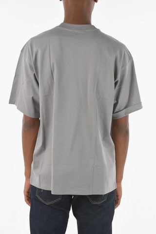 T-shirt Girocollo a Tinta Unita in Cotone