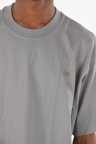 T-shirt Girocollo a Tinta Unita in Cotone