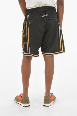 Velvet Camouflage Side Contrasting Band Nylon Shorts